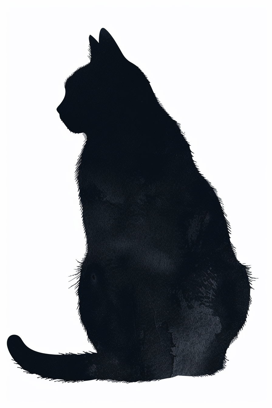 Minimalist black cat silhouette with gradient shadow art