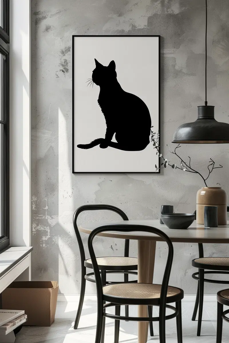 High Contrast Cat Printable Wall Art for Modern Decor
