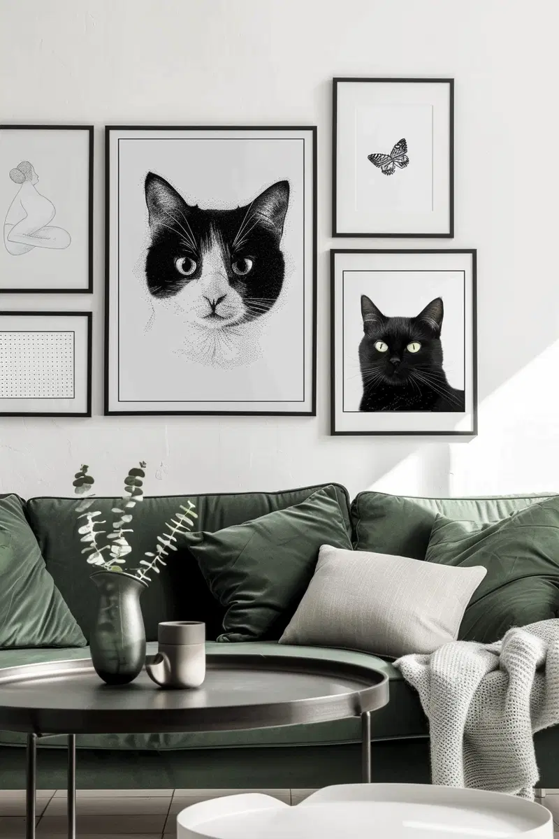 High Contrast Cat Printable Wall Art for Modern Decor
