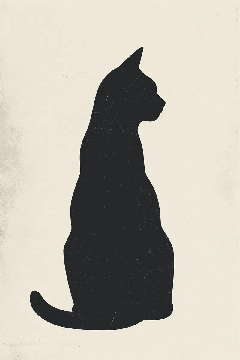 Minimalist Cat Printable Wall Art with Elegant Silhouette Design
