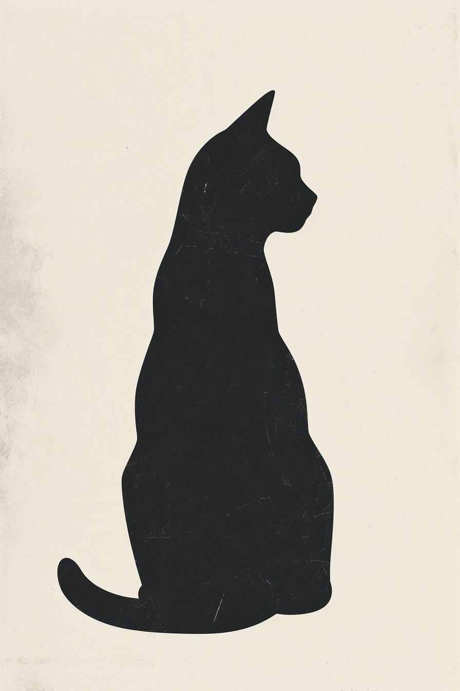 Minimalist cat silhouette artwork with soft background shadow