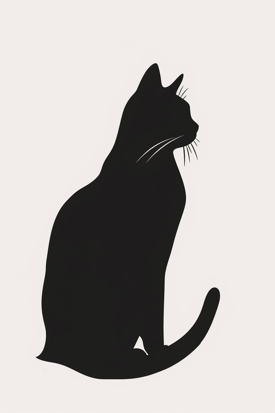 Minimalist cat silhouette artwork with soft background shadow