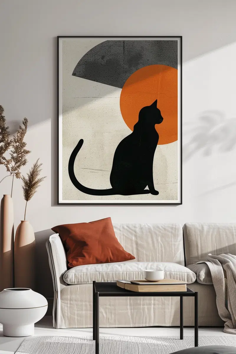 Modern Minimalist Cat Printable Wall Art Decor