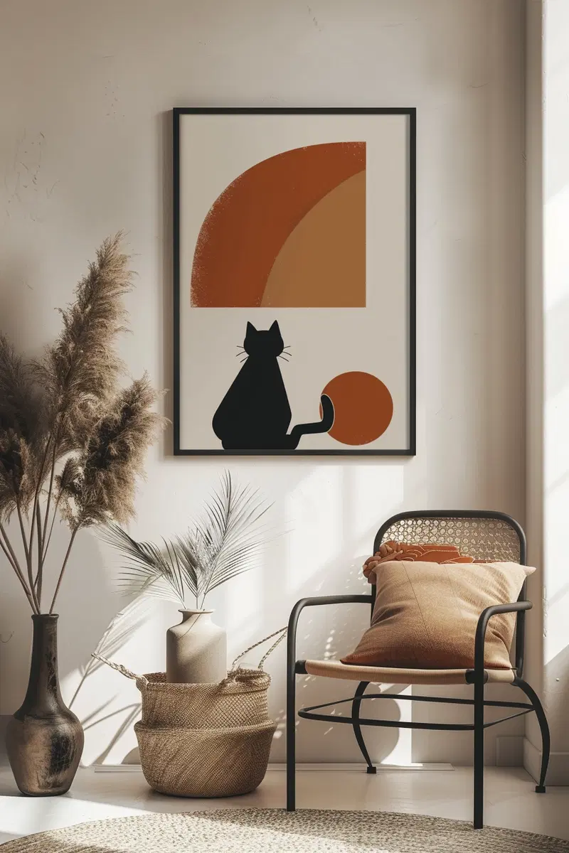 Modern Minimalist Cat Printable Wall Art Decor
