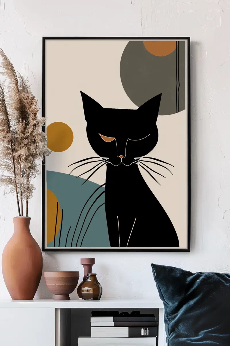 Modern Minimalist Cat Printable Wall Art Decor