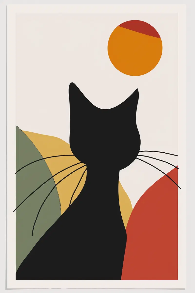 Modern Cat Printable Wall Art for Minimalist Decor