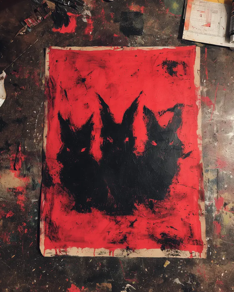 Abstract Art Studio Inspiration with Shadow Hares and Bold Colors