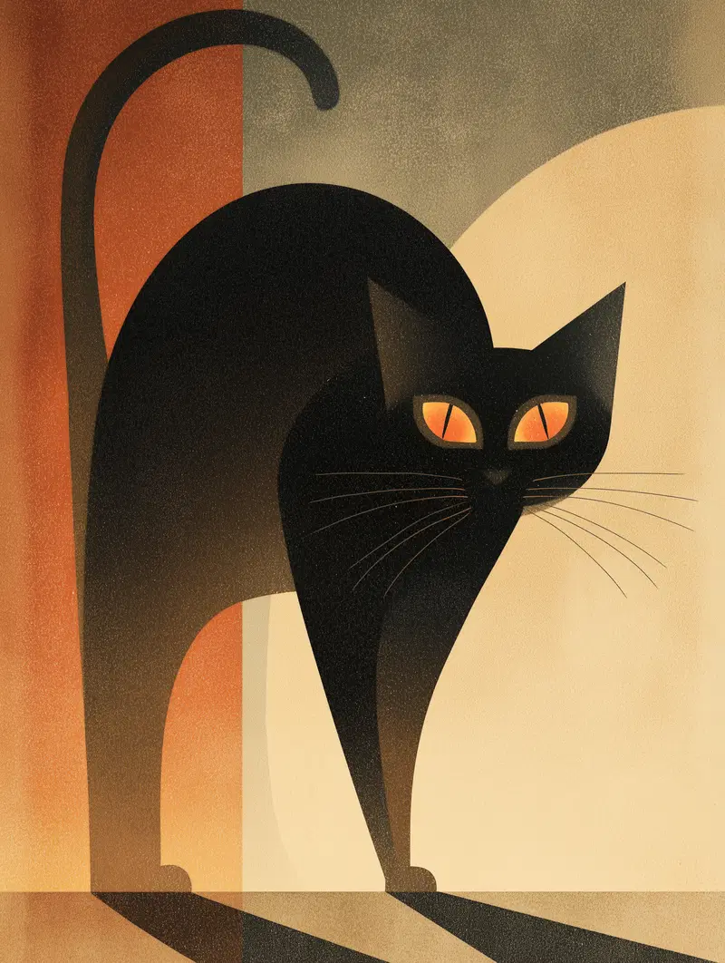 Retro Vintage Halloween Cat Art Deco Poster Inspiration
