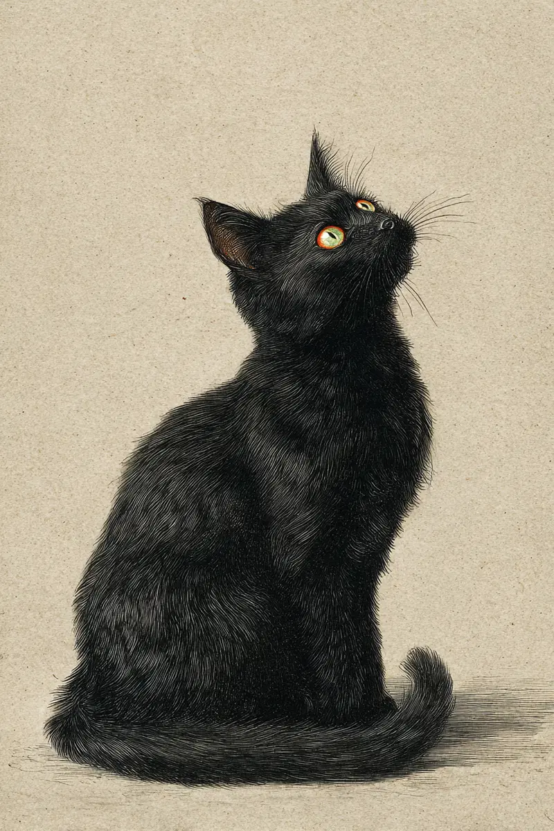 Vintage Black Cat Scientific Illustration Wall Art Inspiration