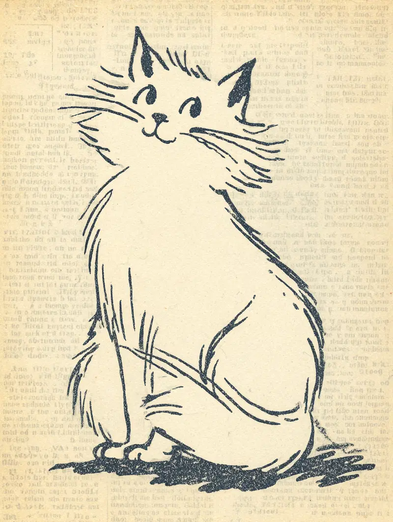 Charming Retro Cat Illustration in Fleischer Studios Style