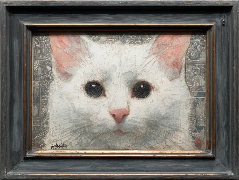 Watercolor White Cat Painting for Cozy Home Decor Inspiration