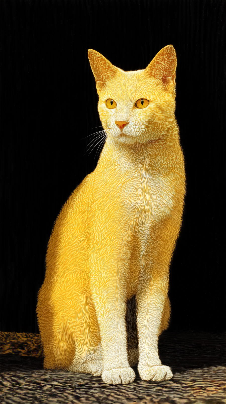 Yellow cat lounging in sunlit garden among flowers