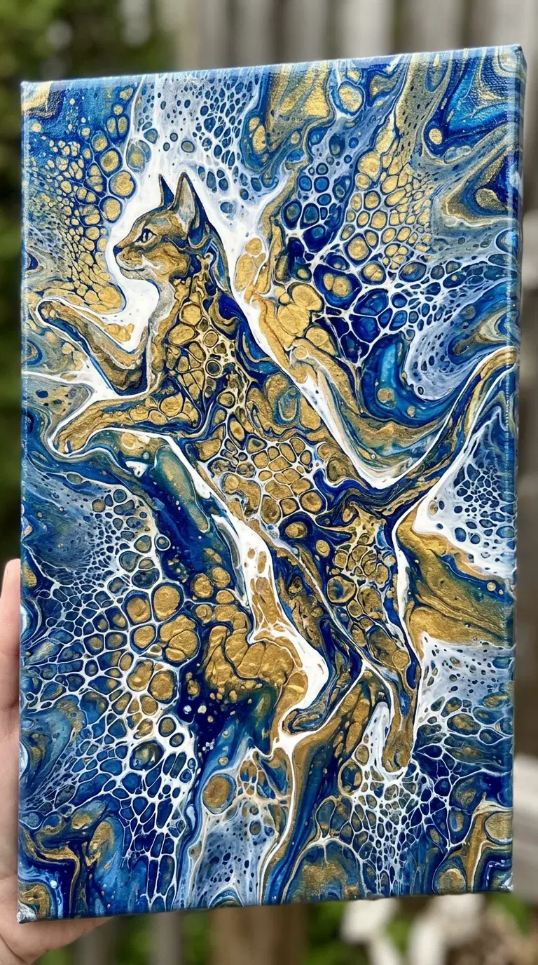 A Fluid Art Representation of an Abyssinian Cat in Motion