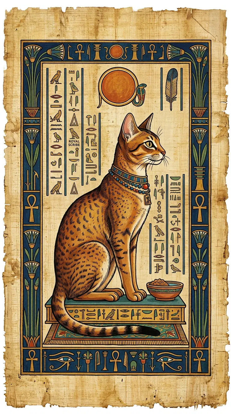 Illustrative Depiction of a Cat in Ancient Egyptian Style