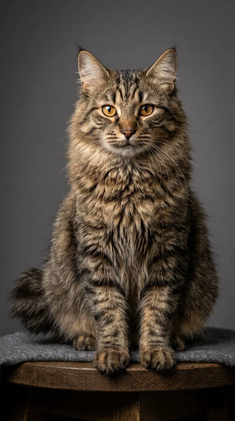 Portrait of an American Bobtail Cat with Distinctive Features