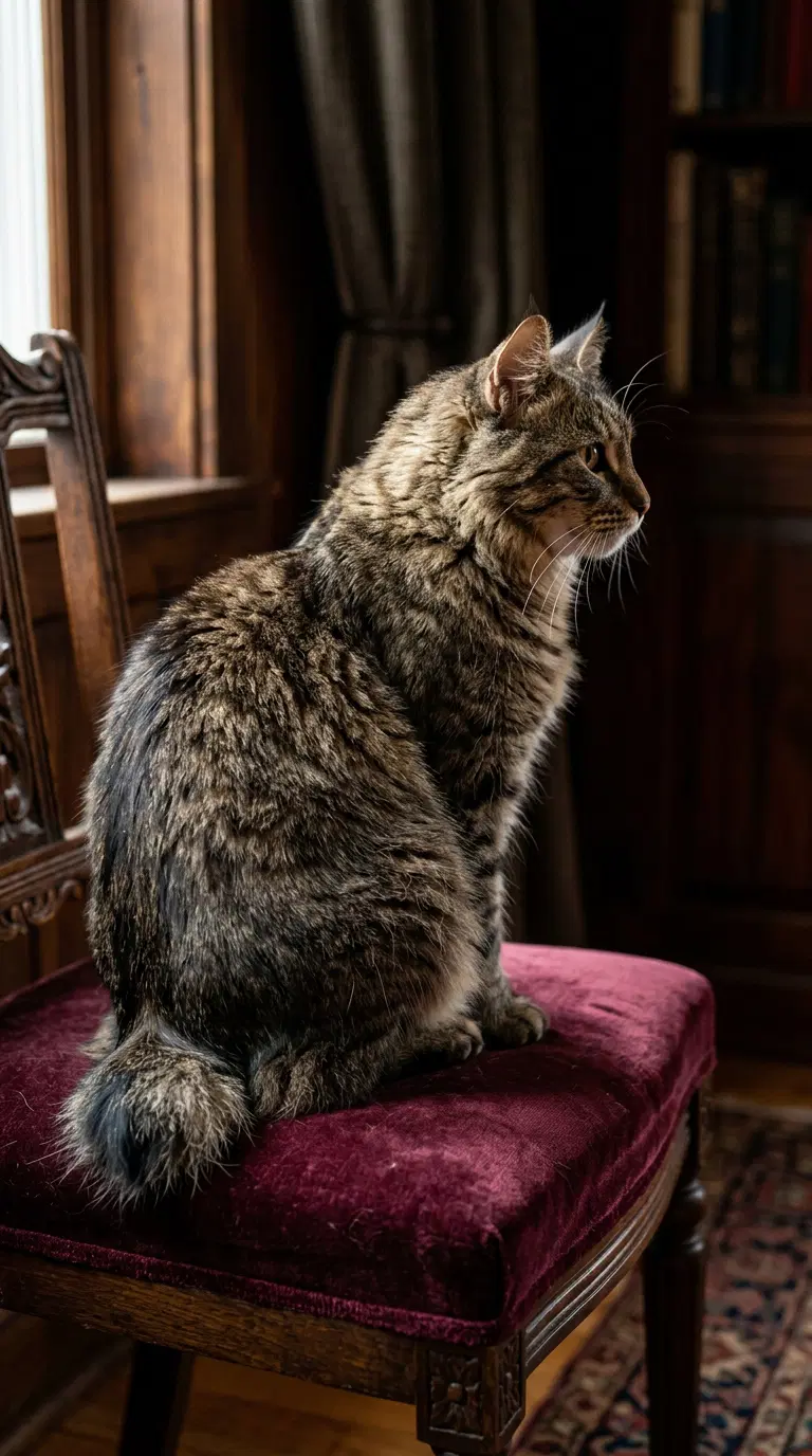 American Bobtail Cat Sitting on a Chair