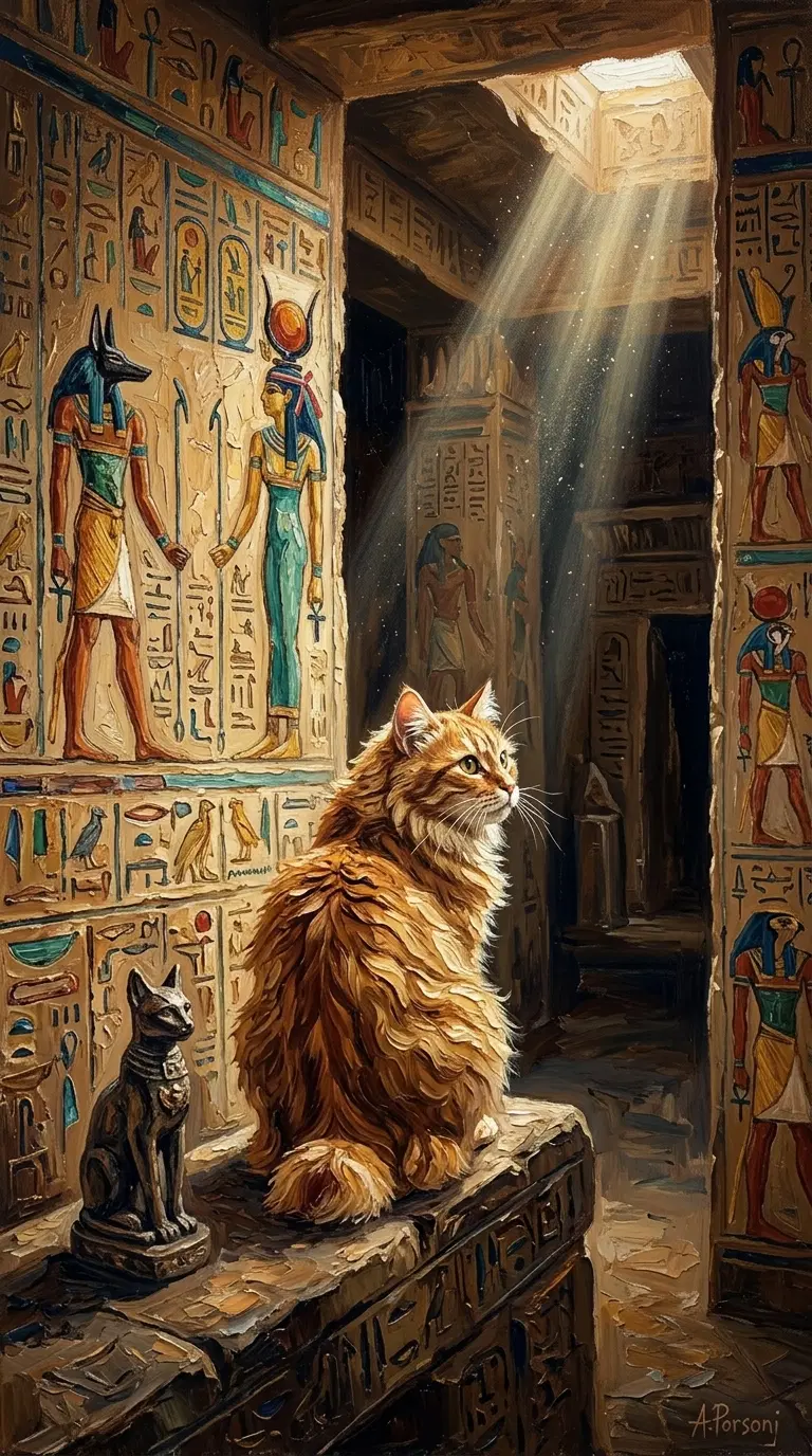 A Majestic American Bobtail in an Ancient Egyptian Setting