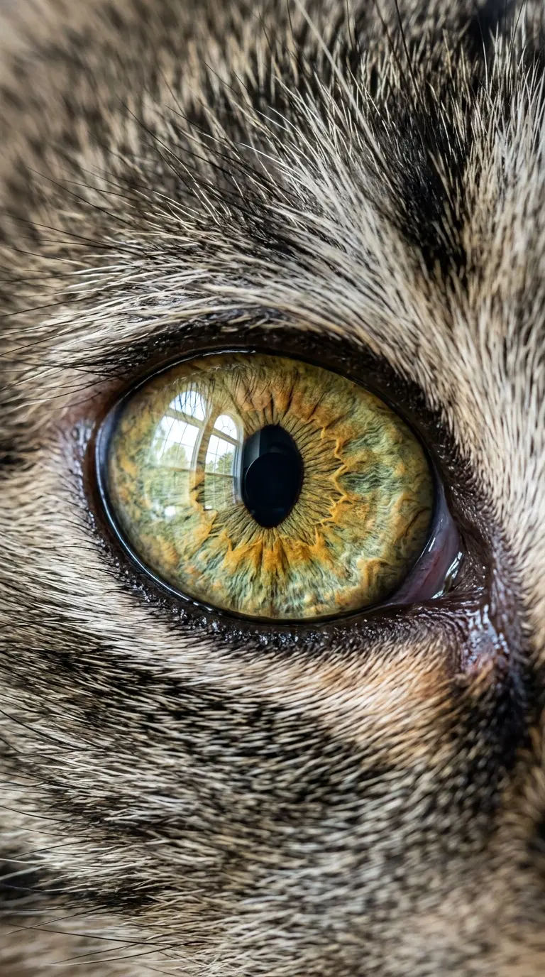 Close-up of American Bobtail Cat's Eye Showcasing Intricate Details