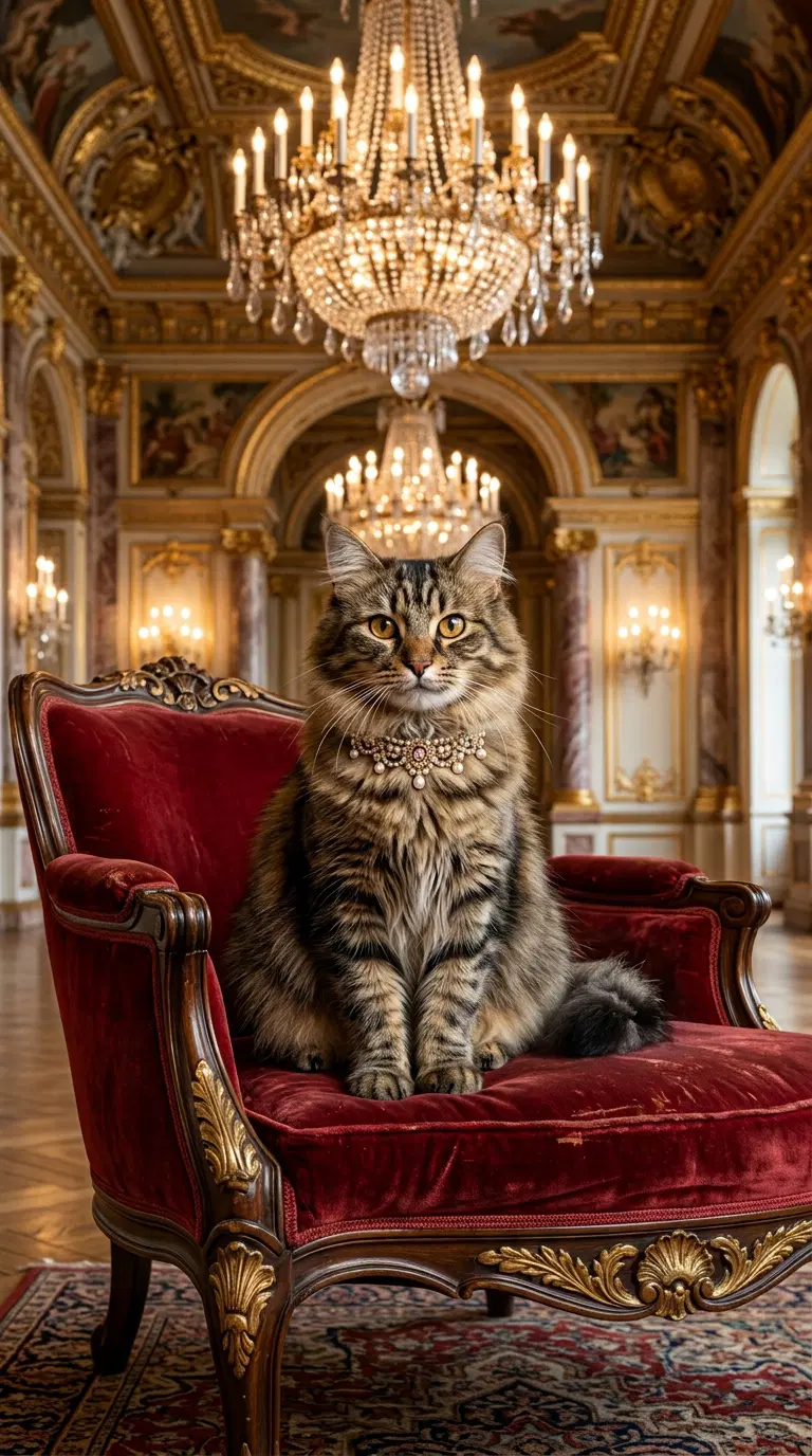 Majestic American Bobtail Cat in Opulent Interior Setting