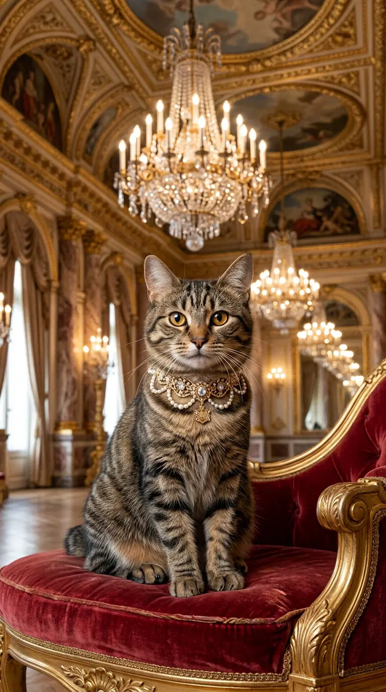 Regal American Bobtail Cat in an Opulent Room