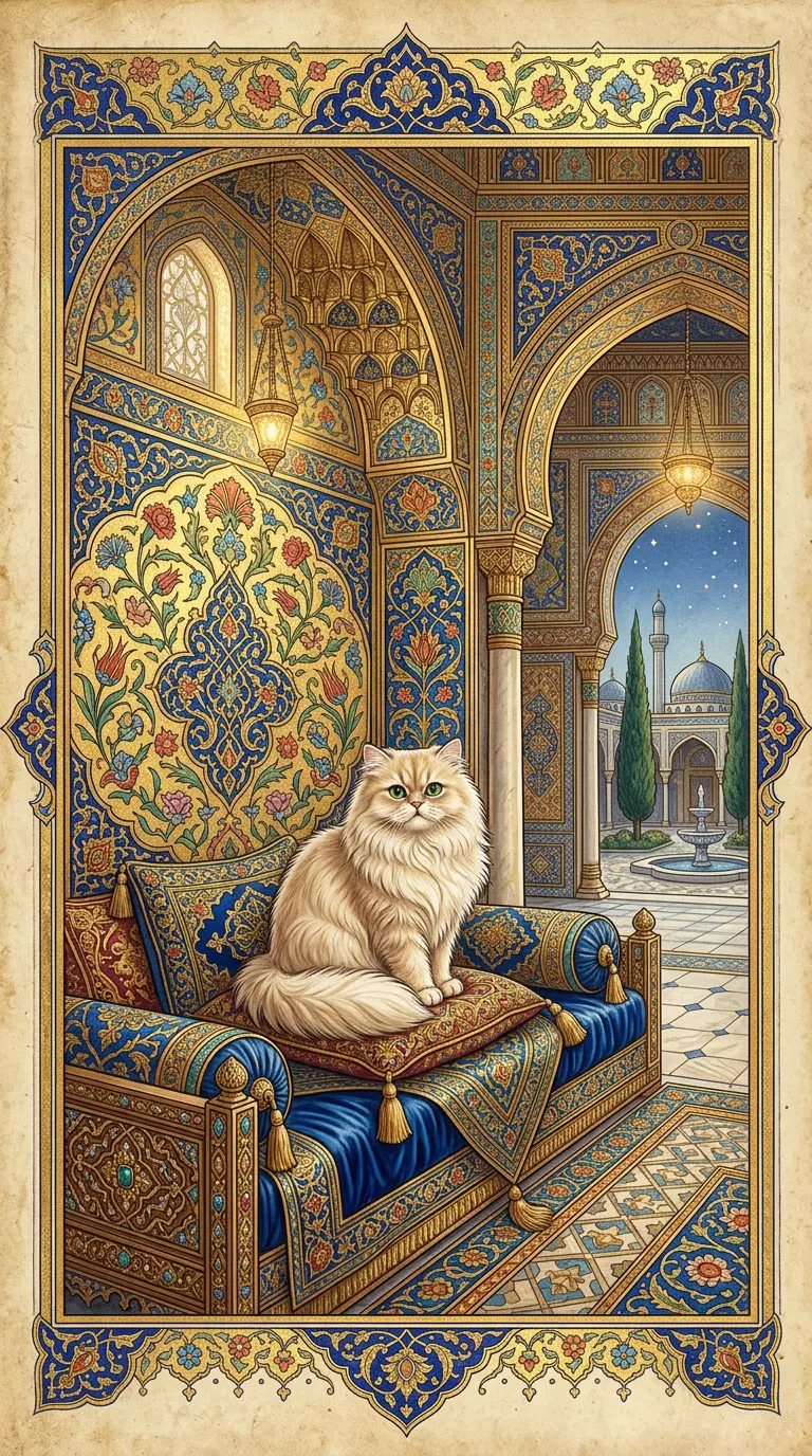 Persian Cat in Ornate Interior Setting