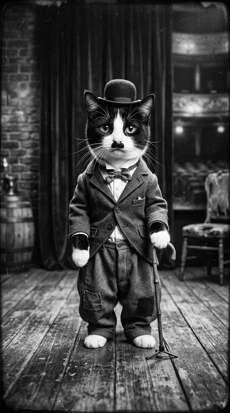 A Whimsical Black Cat in Classic Tuxedo Attire