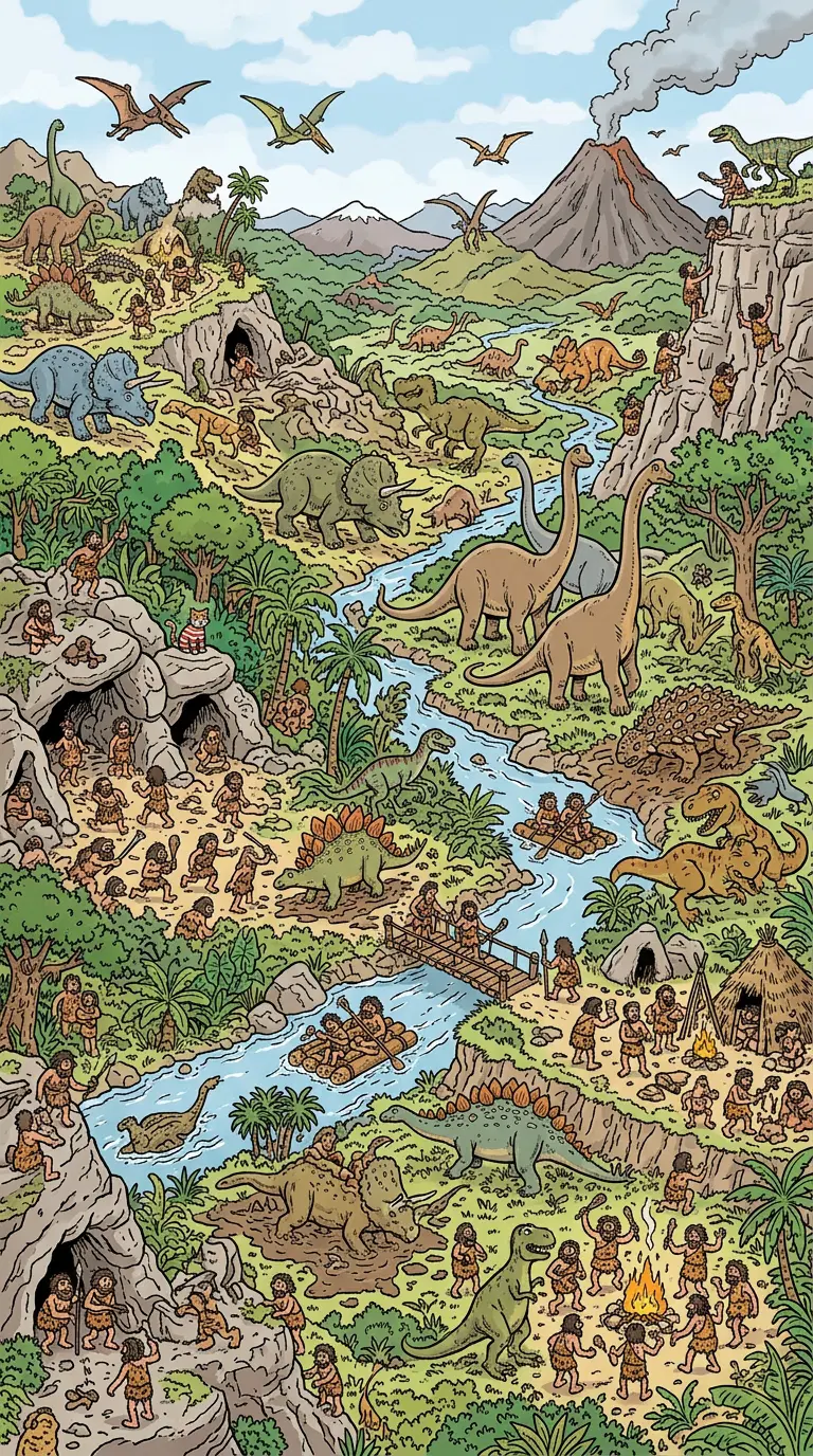 Dinosaur Discovery in a Lush Prehistoric Landscape