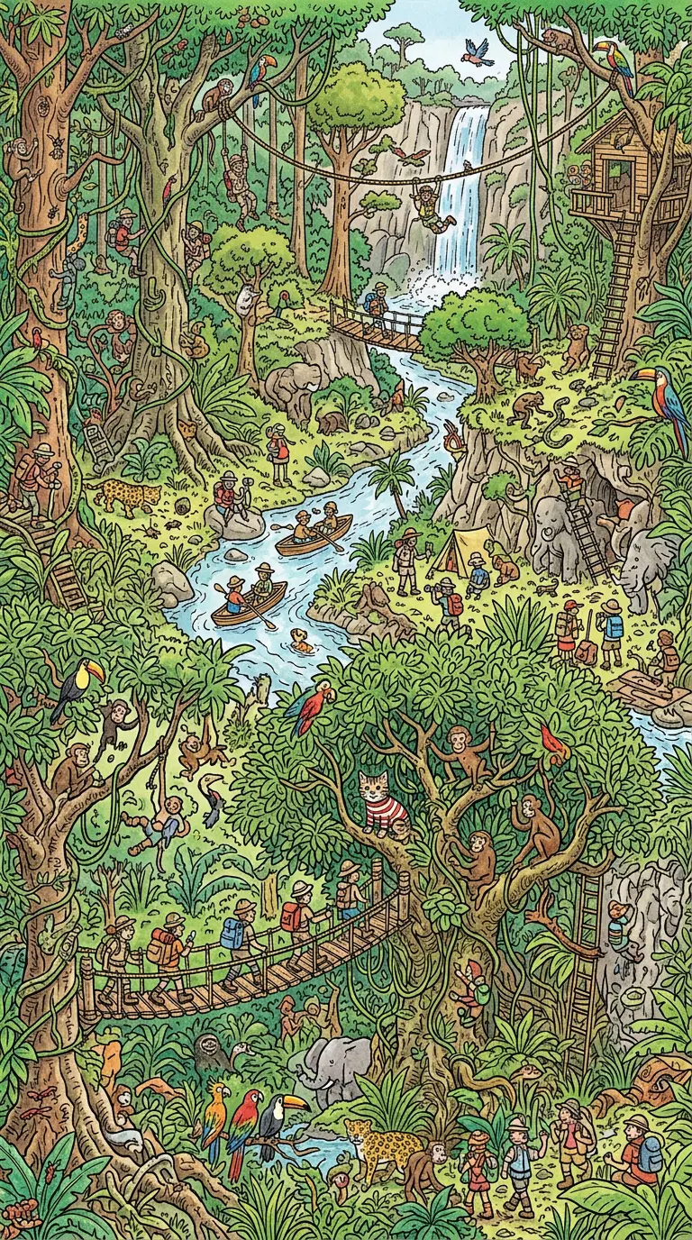 Vibrant Jungle Scene Filled with Life and Adventure