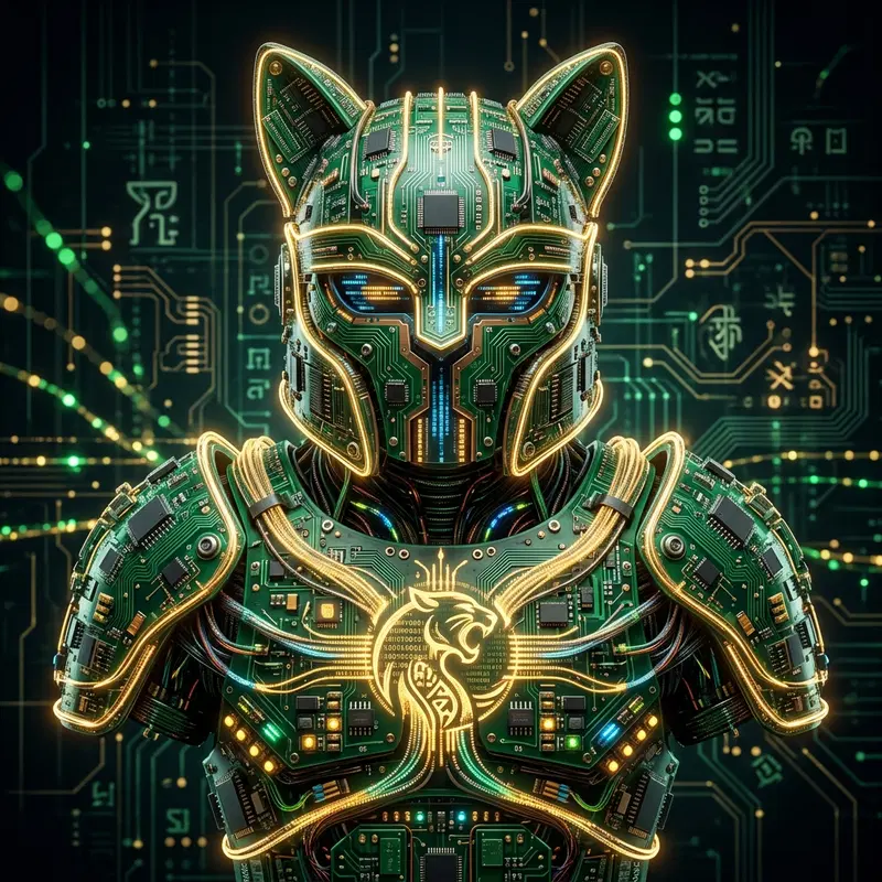 Futuristic Cyberpunk Cat with High-Tech Armor
