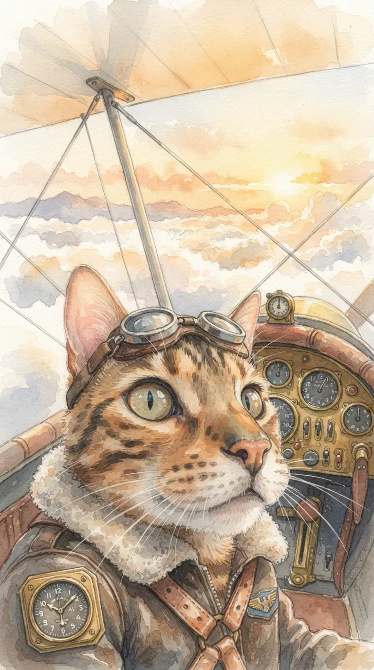 Adventurous Cat Pilot in the Skies