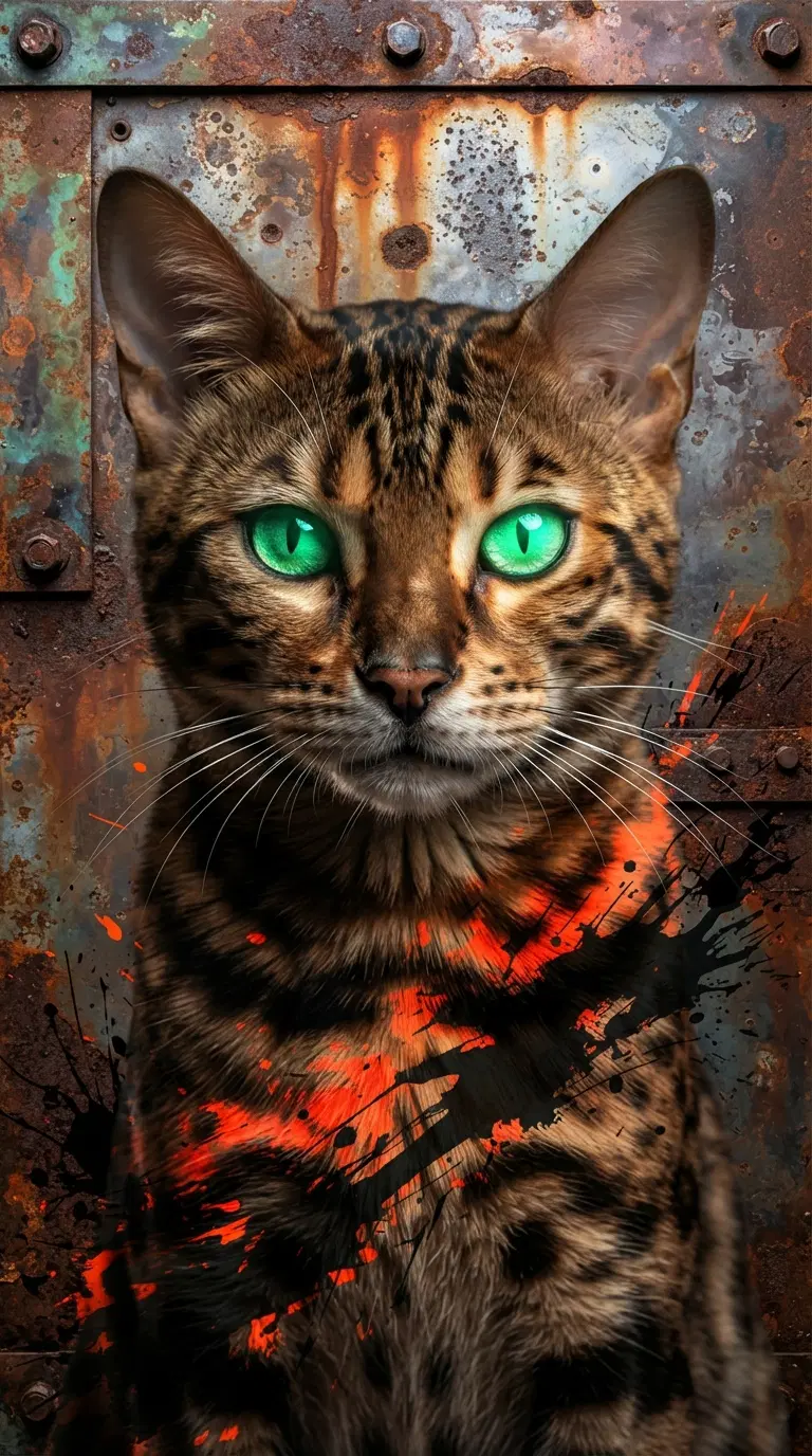 Vibrant Bengal Cat Portrait with Striking Green Eyes