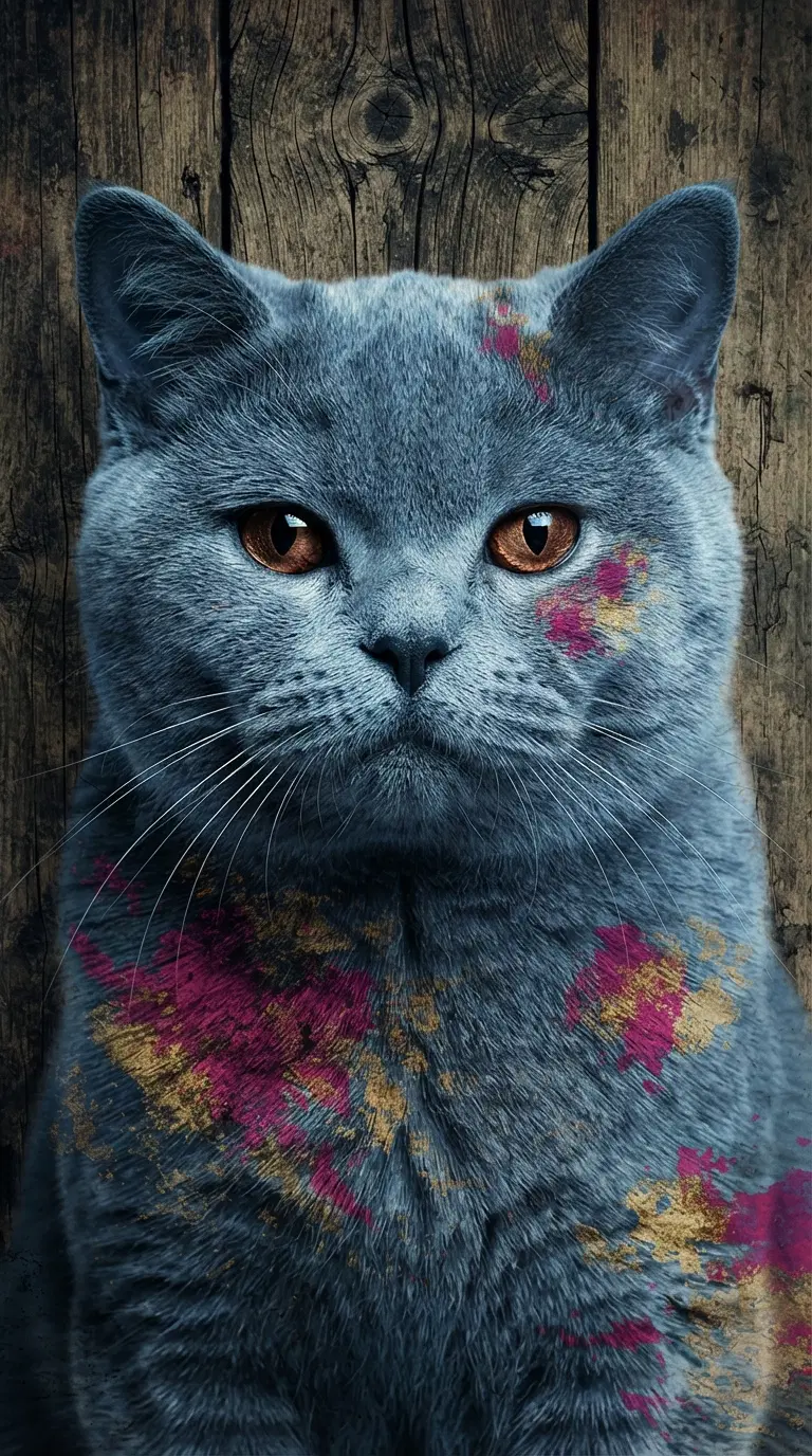 Artistic Portrait of a Blue British Shorthair Cat