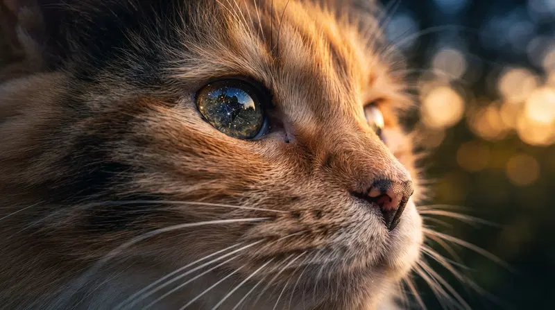 Close-up of a Fluffy Cat with Captivating Eyes