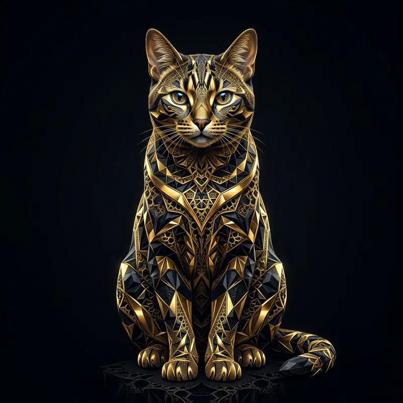 Intricate Geometric Design Art of a Cat