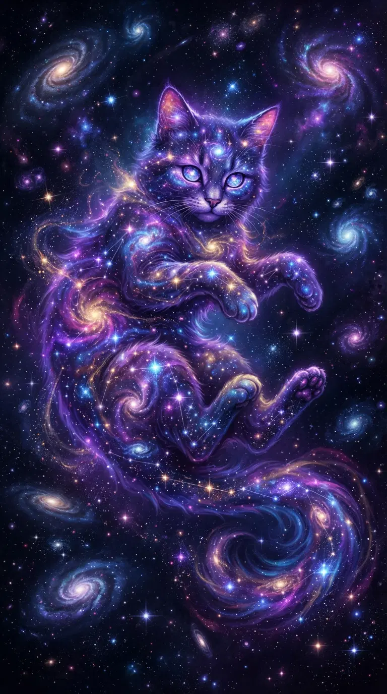 A cosmic cat illuminated by stars and galaxies