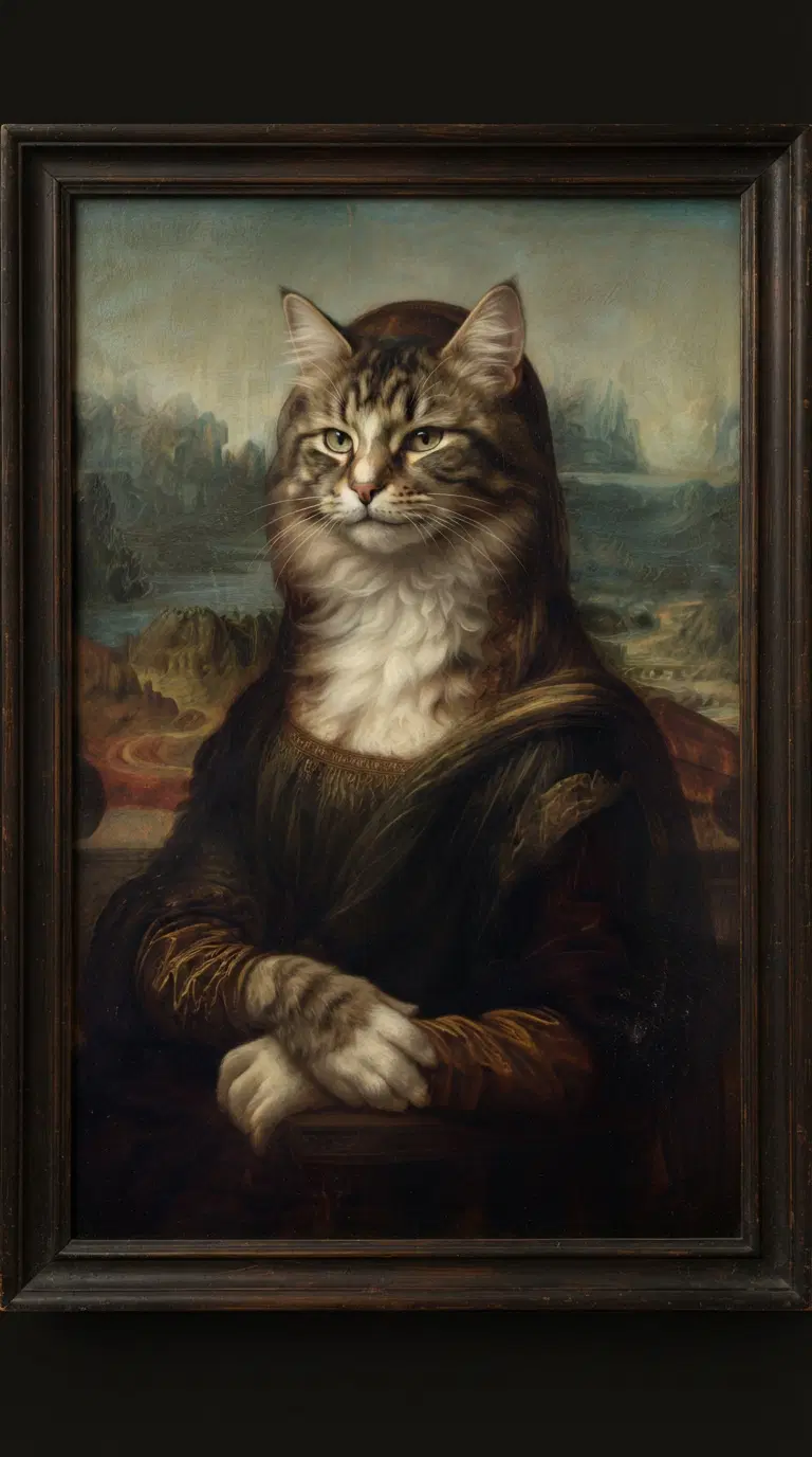 Cat Masterpiece Inspired by the Mona Lisa