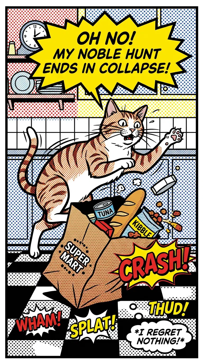 Comic Style Cat Fiasco with Dramatic Sound Effects