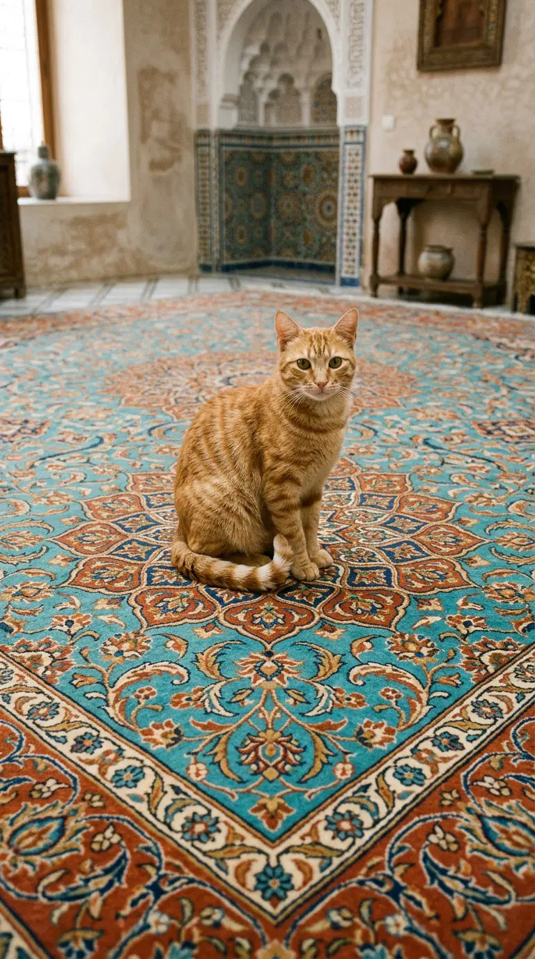 Elegant Ginger Cat Posing in a Beautifully Decorated Room