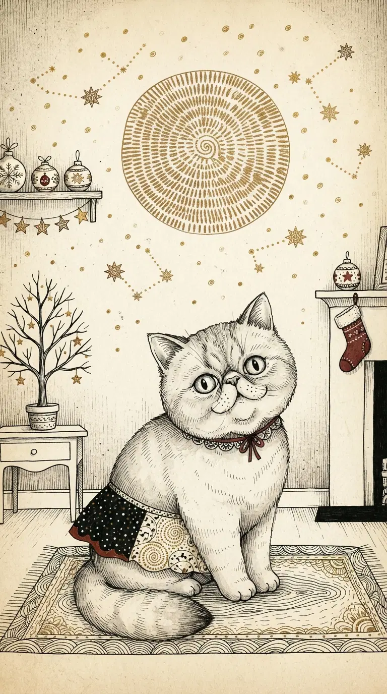 A Charming Illustration of a Cat in a Cozy Setting
