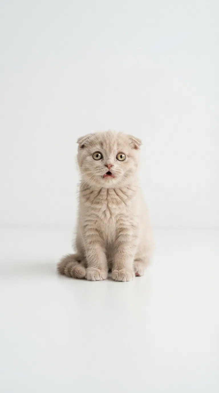 Charming Scottish Fold Kitten in Neutral Setting