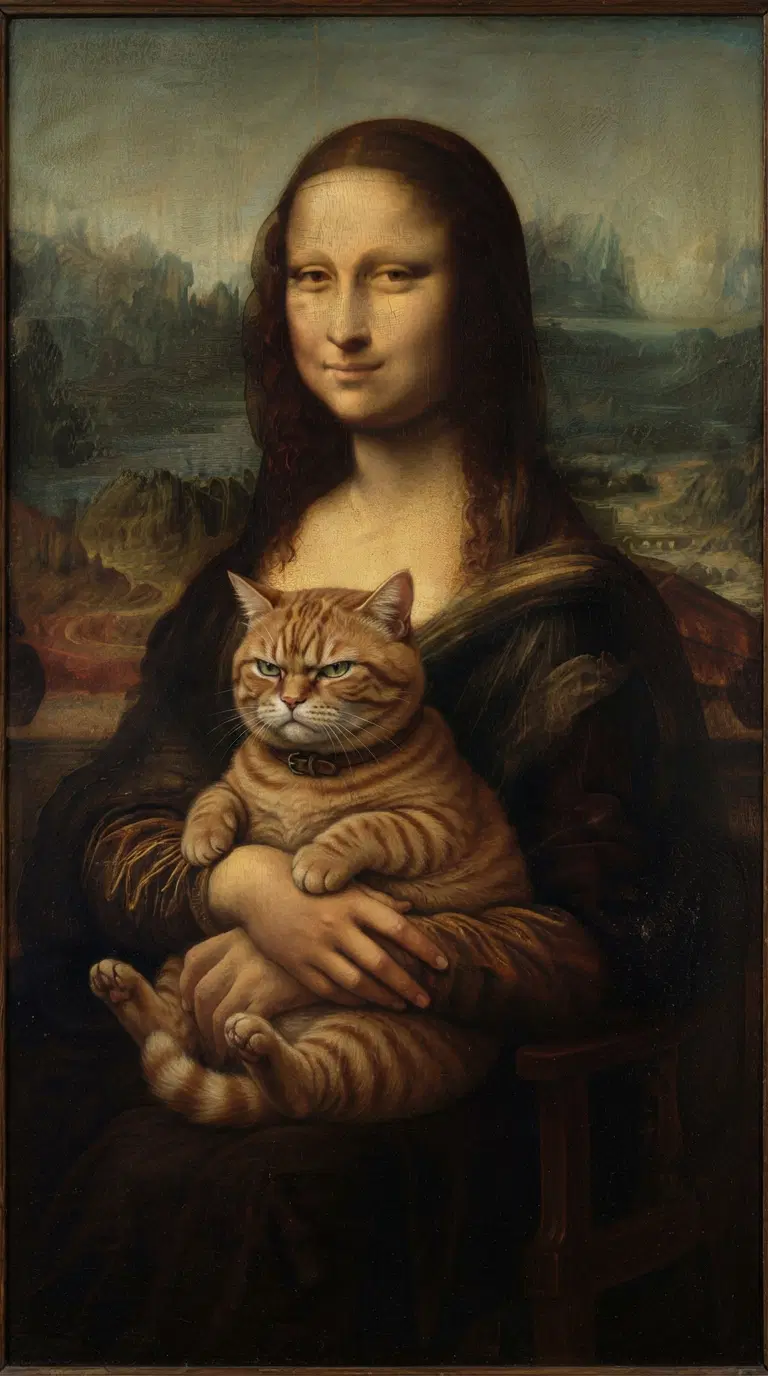 Mona Lisa Interpretation Featuring a Cat