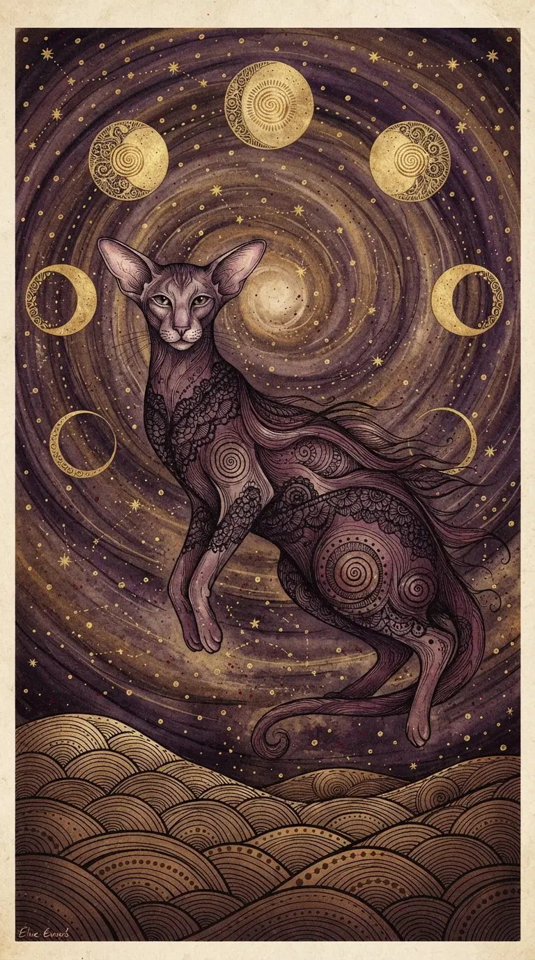Surreal Cat Illustration Depicting Celestial Themes