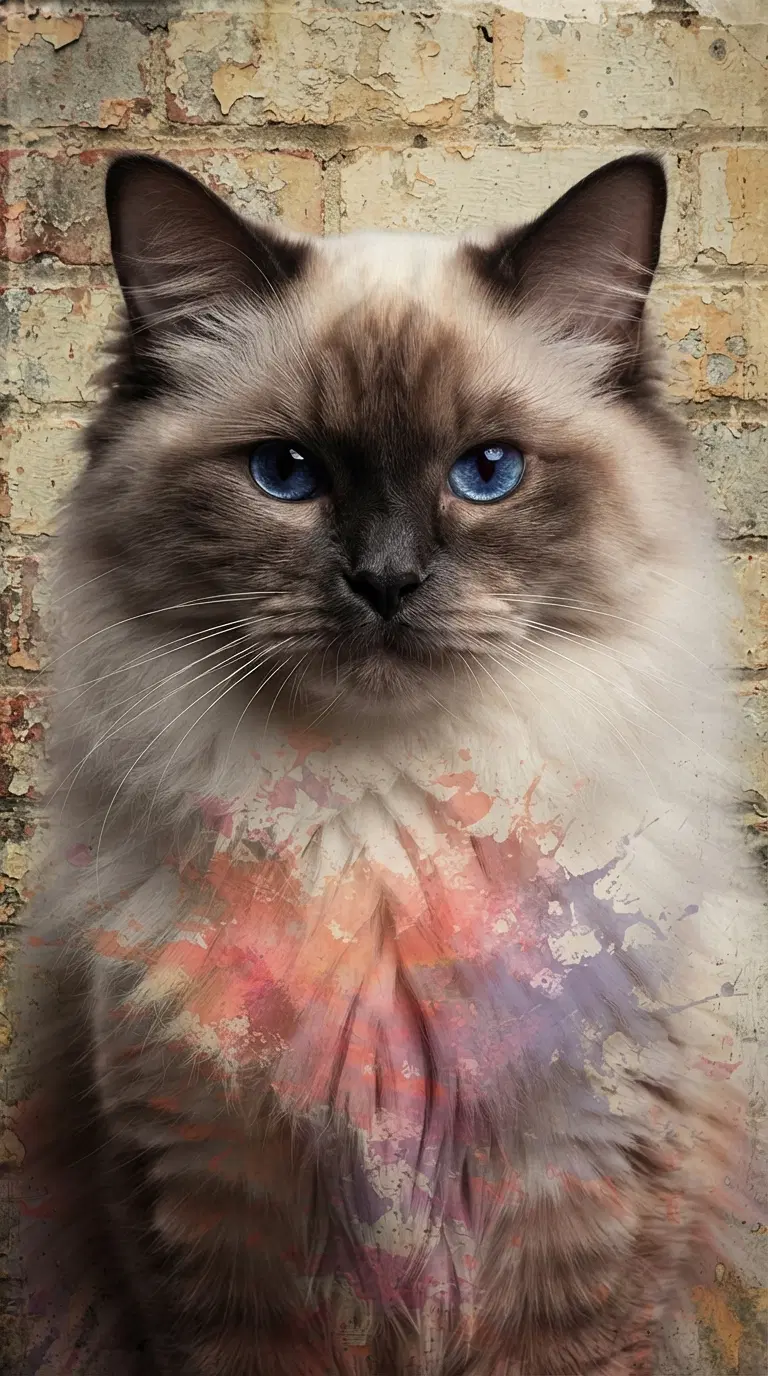 Elegant Siamese Cat with Striking Blue Eyes Against a Textured Background