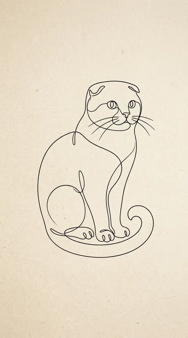 Elegant Minimalist Line Drawing of a Cat
