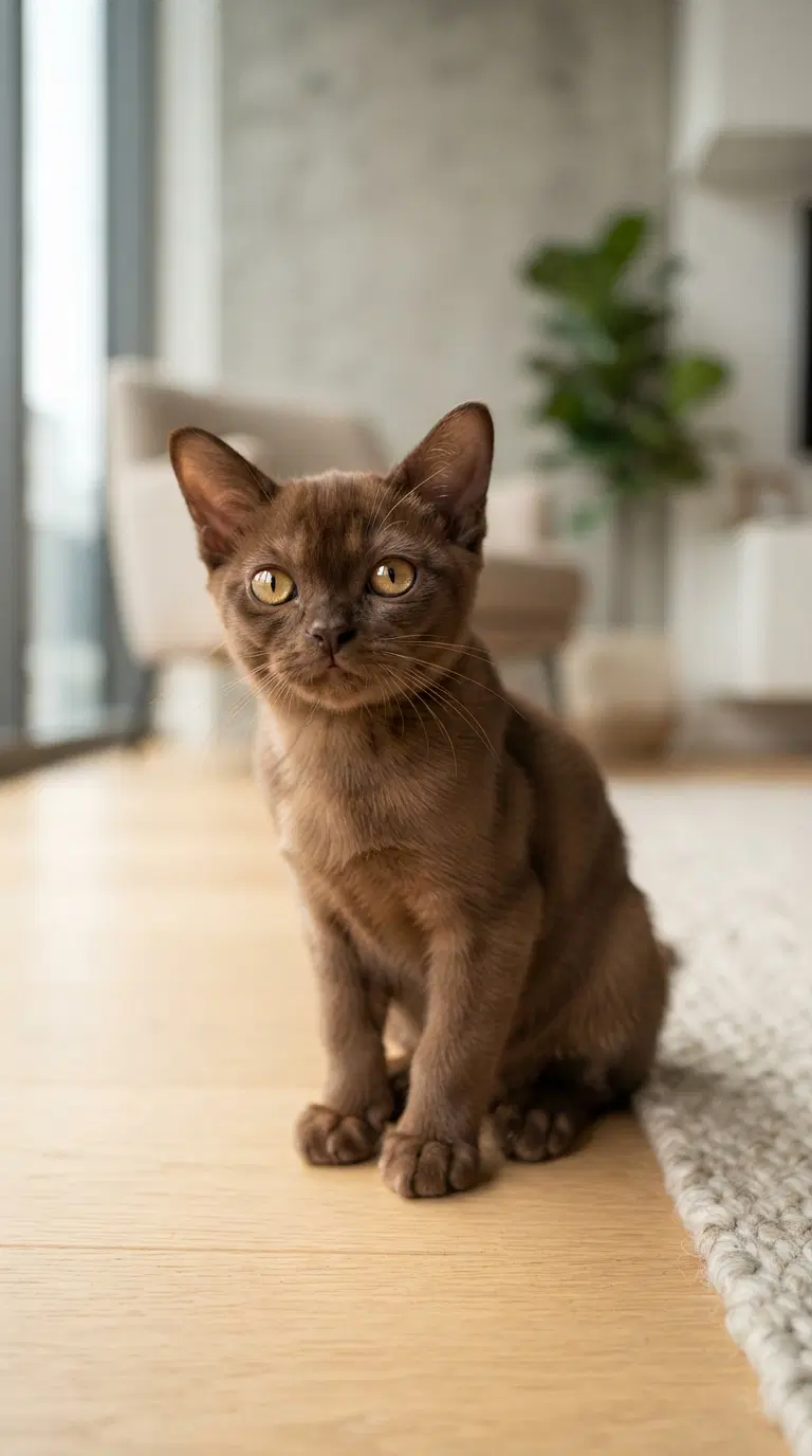 Charming Brown Kitten in a Modern Living Space