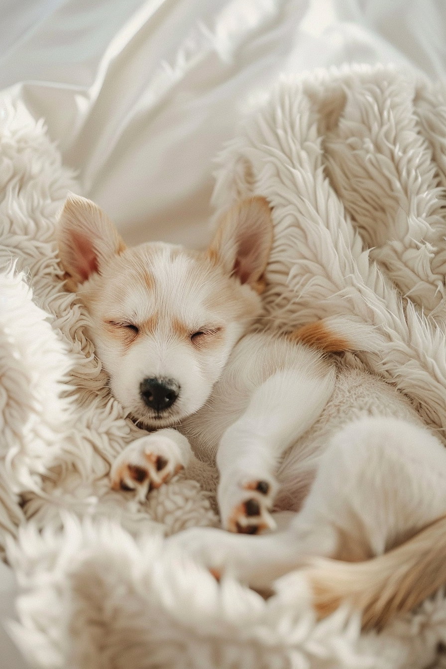 Cute puppy with ultra-detailed fur in soft pastel colors