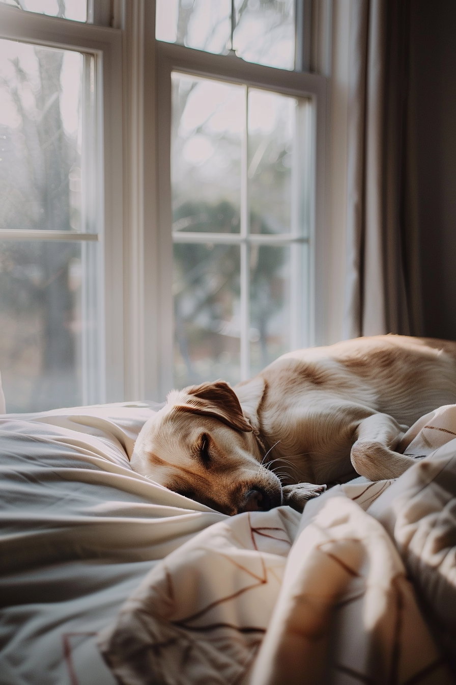 Cozy dog in natural light with neutral tones