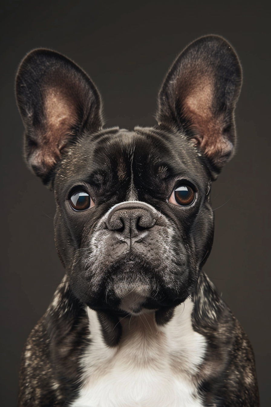 Portrait of a French Bulldog with expressive face and detailed texture