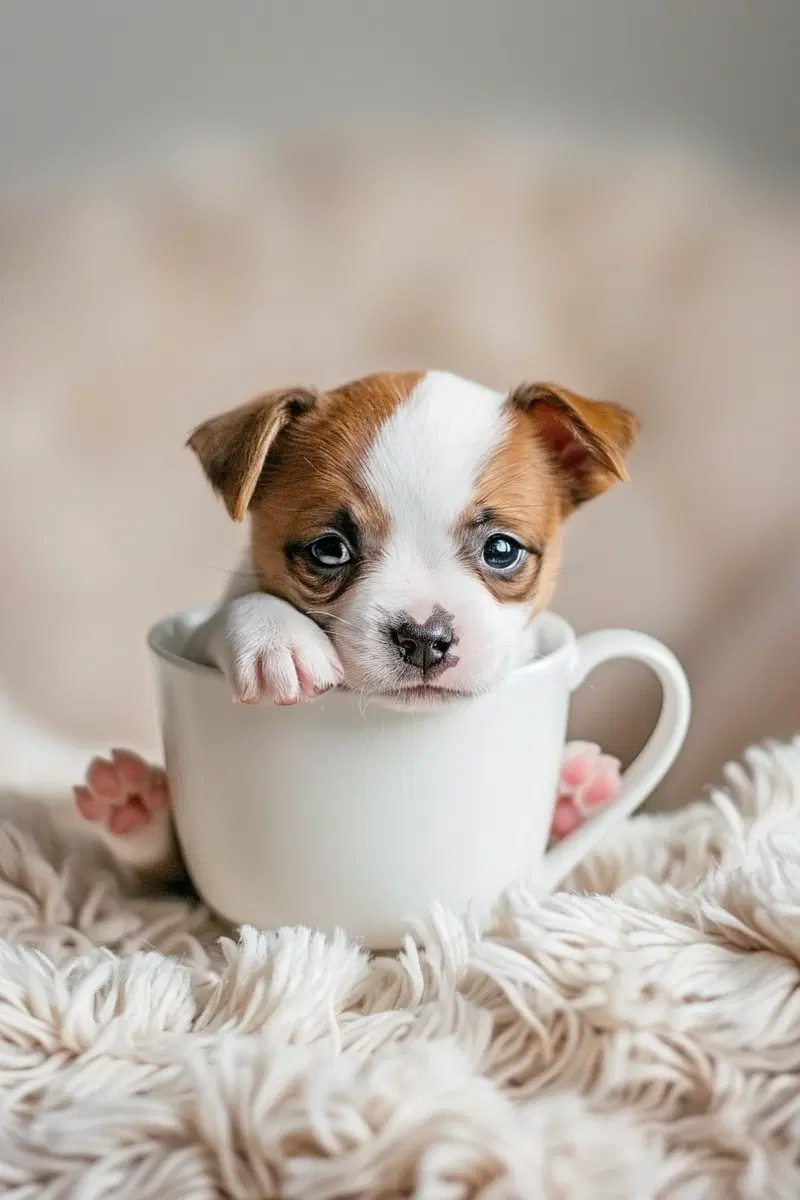 Adorable Puppy in Cup Printable Wall Art Aesthetic