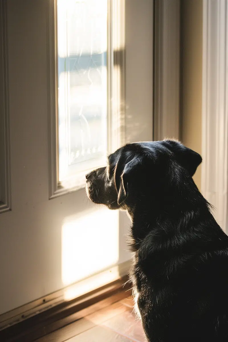 Moody Dog Window Scene Printable for Home Aesthetic